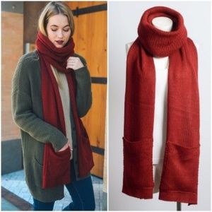 polly 2 // knit pocket scarf cowl combo in red